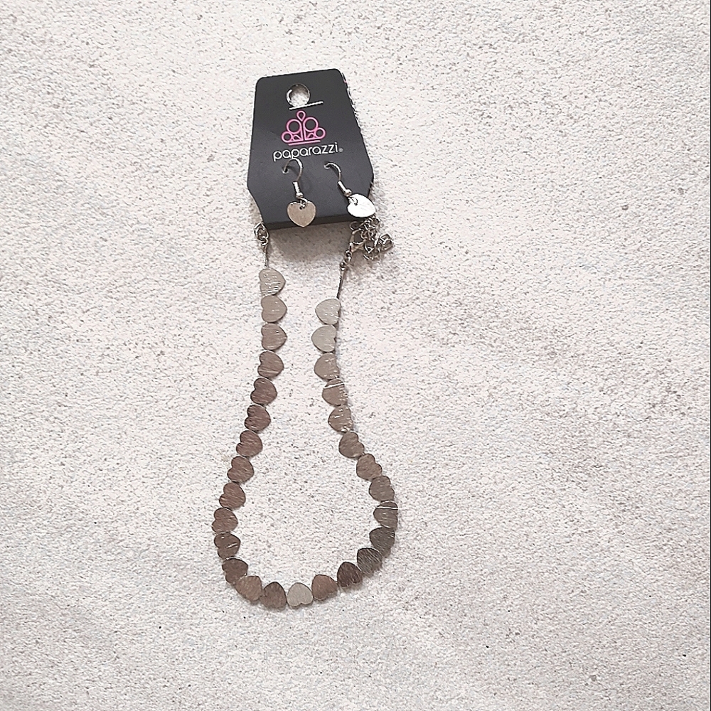 Heart necklace and earrings